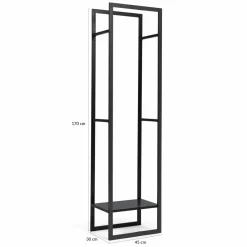 Range bûches vertical en acier noir et accessoires
