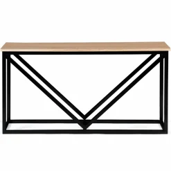 Range-bûches intérieur horizontal en métal noir et étagère bois