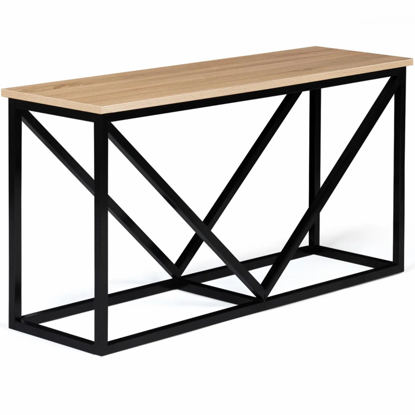 Range-bûches intérieur horizontal en métal noir et étagère bois
