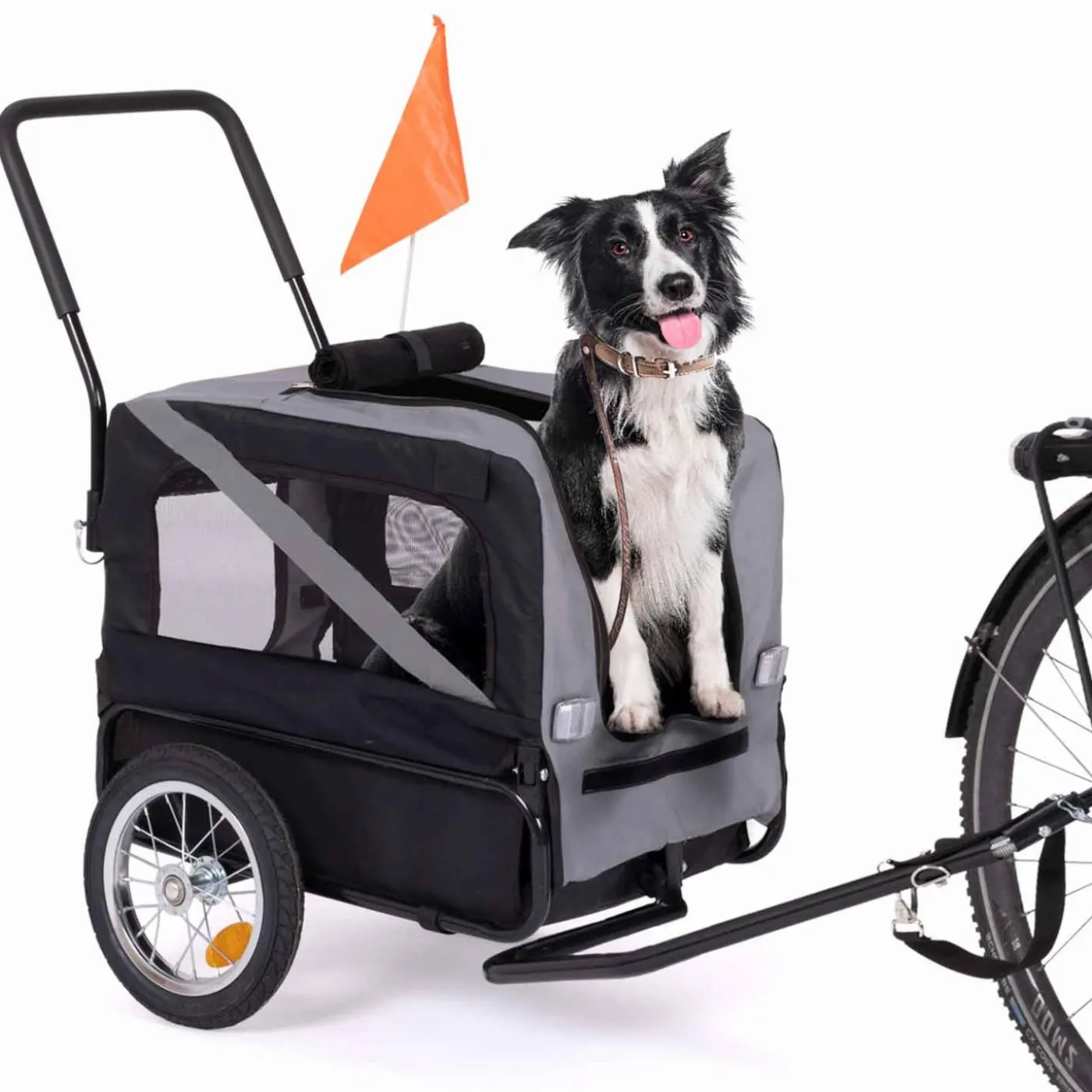 Remorque à vélo pour chien avec réflecteurs
