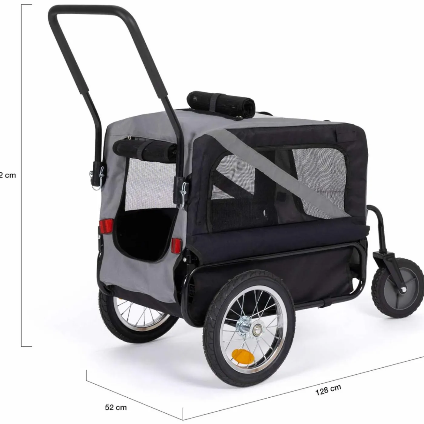 Remorque à vélo pour chien avec réflecteurs