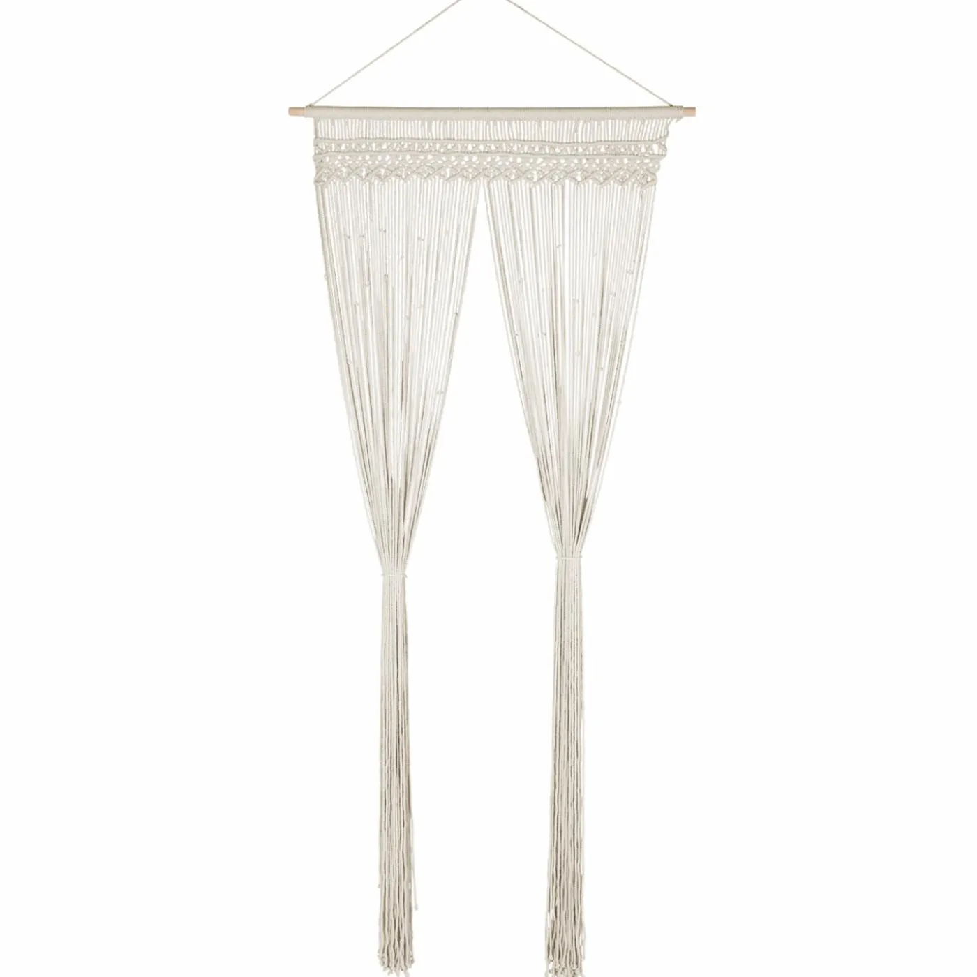 Rideau bohème beige en macramé