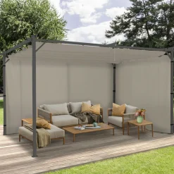 Rideaux de 3 et 4 M avec fermeture éclair pour pergola taupe : lot de 2