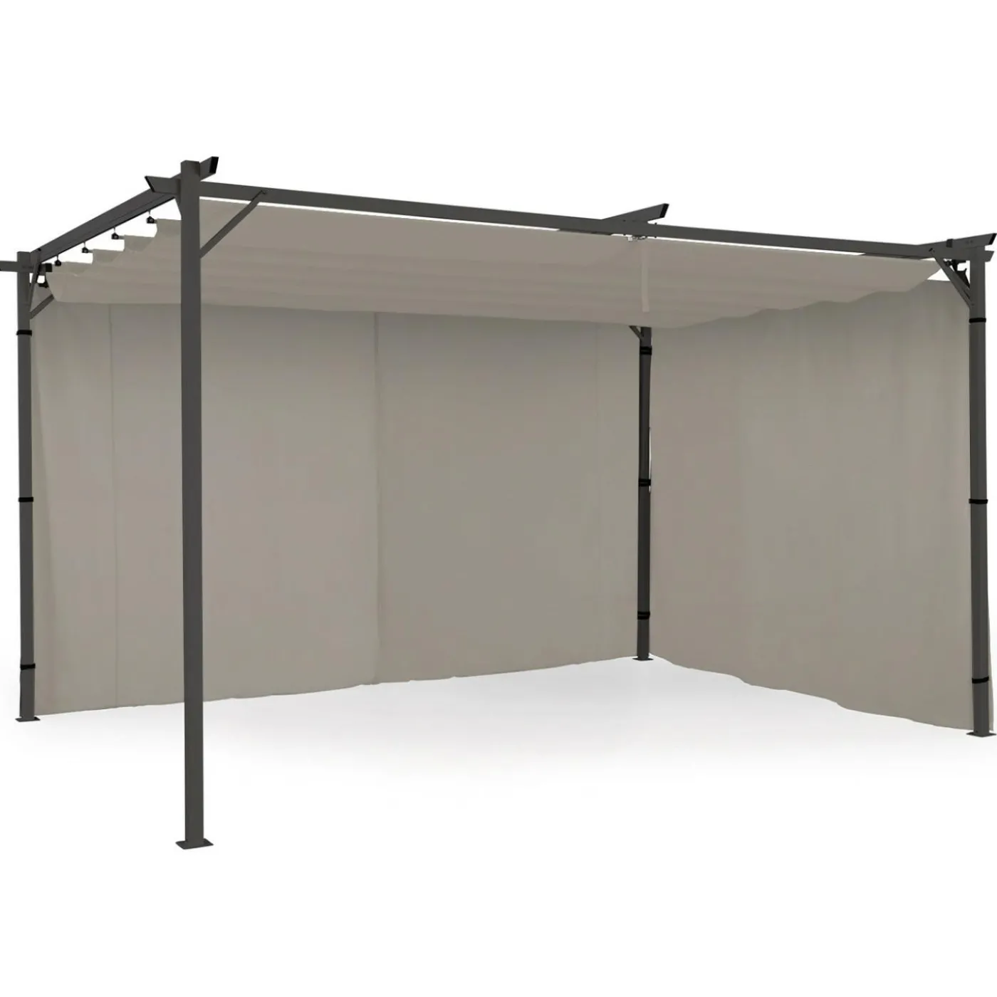 Rideaux de 3 et 4 M avec fermeture éclair pour pergola taupe : lot de 2