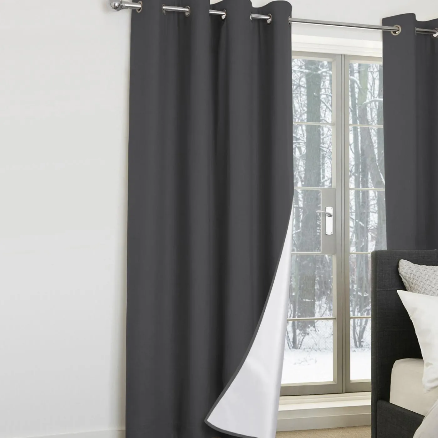 Rideaux occultants thermiques gris anthracite