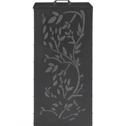 Réservoir à granulés - rangement à pellets 45 kg noir motif floral 36 x 36 x 76 cm