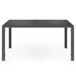 Salon de jardin 6 personnes chaises empilables bleu canard table 150 cm