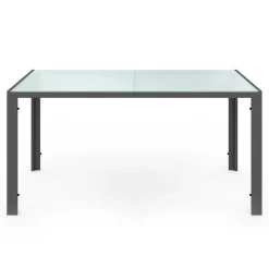 Salon de jardin 6 personnes chaises empilables gris anthracite table 150 cm