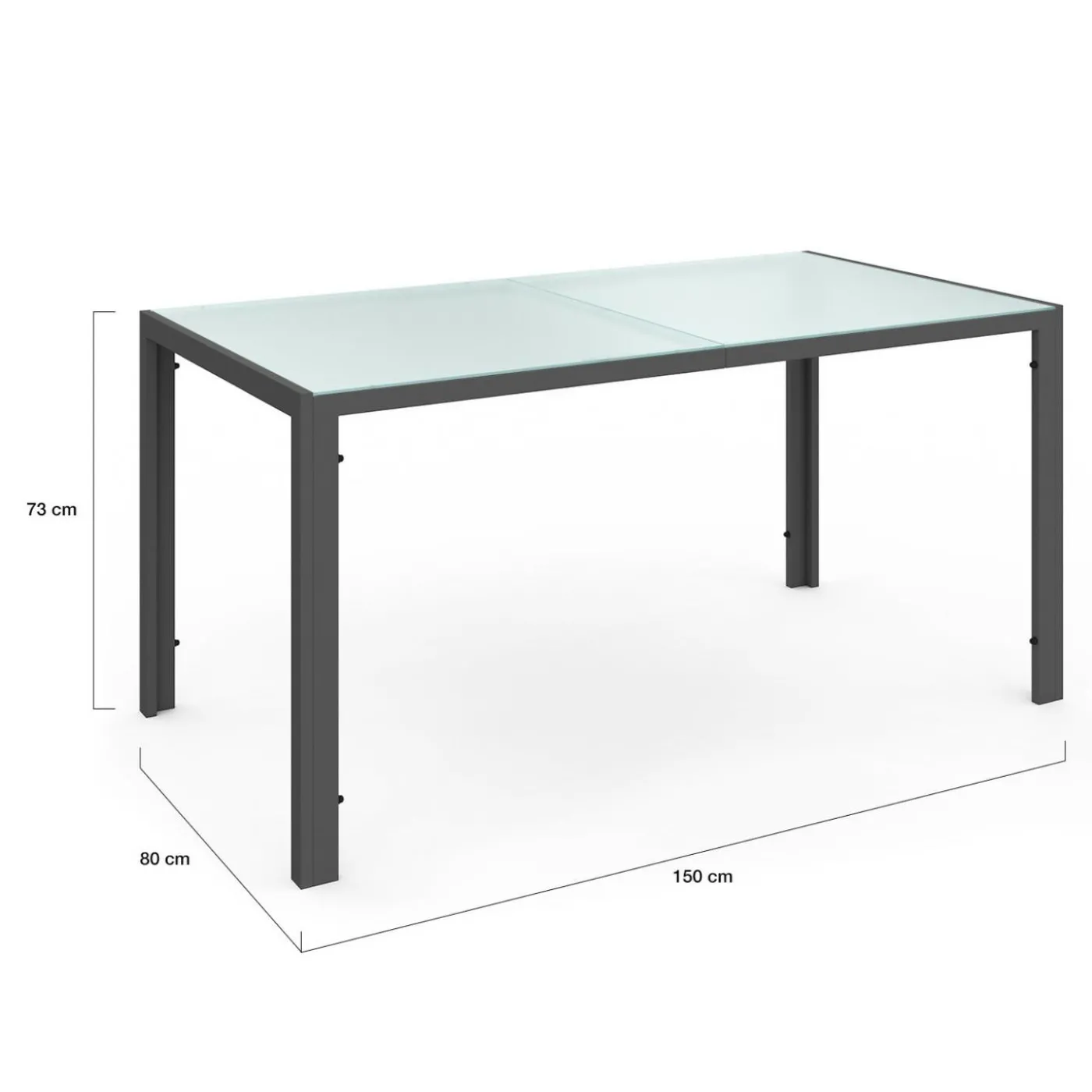 Salon de jardin 6 personnes chaises empilables gris anthracite table 150 cm