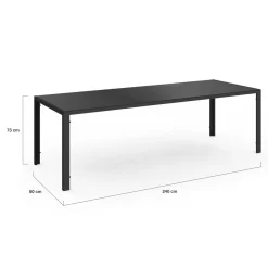 Salon de jardin 10 personnes table 240 cm et chaises empilables noires