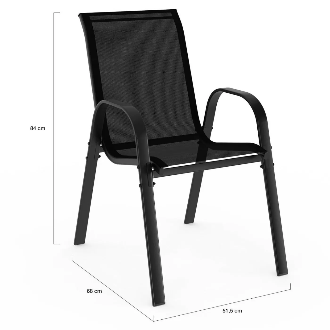 Salon de jardin 10 personnes table 240 cm et chaises empilables noires