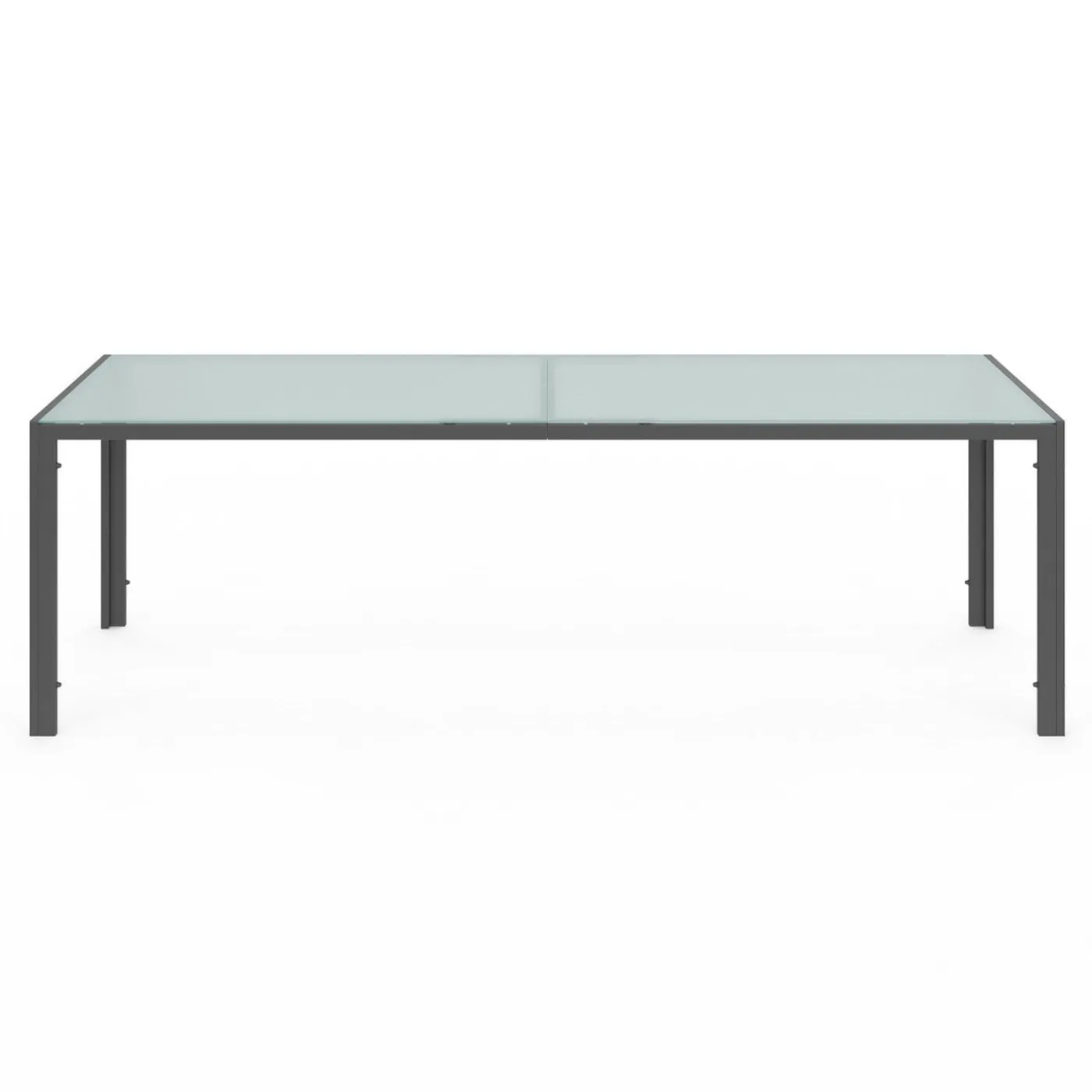 Salon de jardin 10 personnes table 240 cm plateau clair et chaises empilables gris anthracite