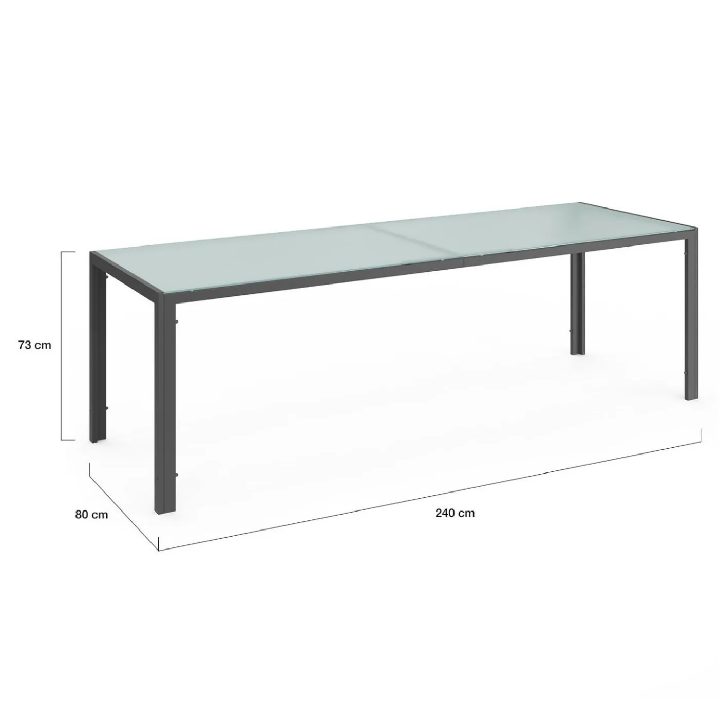 Salon de jardin 10 personnes table 240 cm plateau clair et chaises empilables gris anthracite