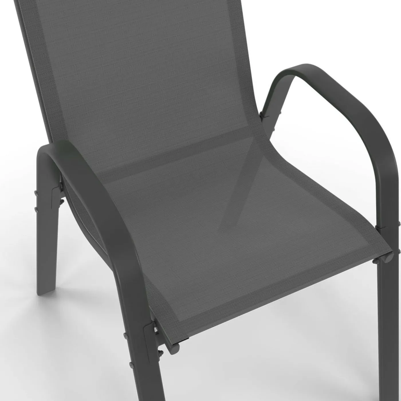 Salon de jardin 10 personnes table 240 cm plateau clair et chaises empilables gris anthracite
