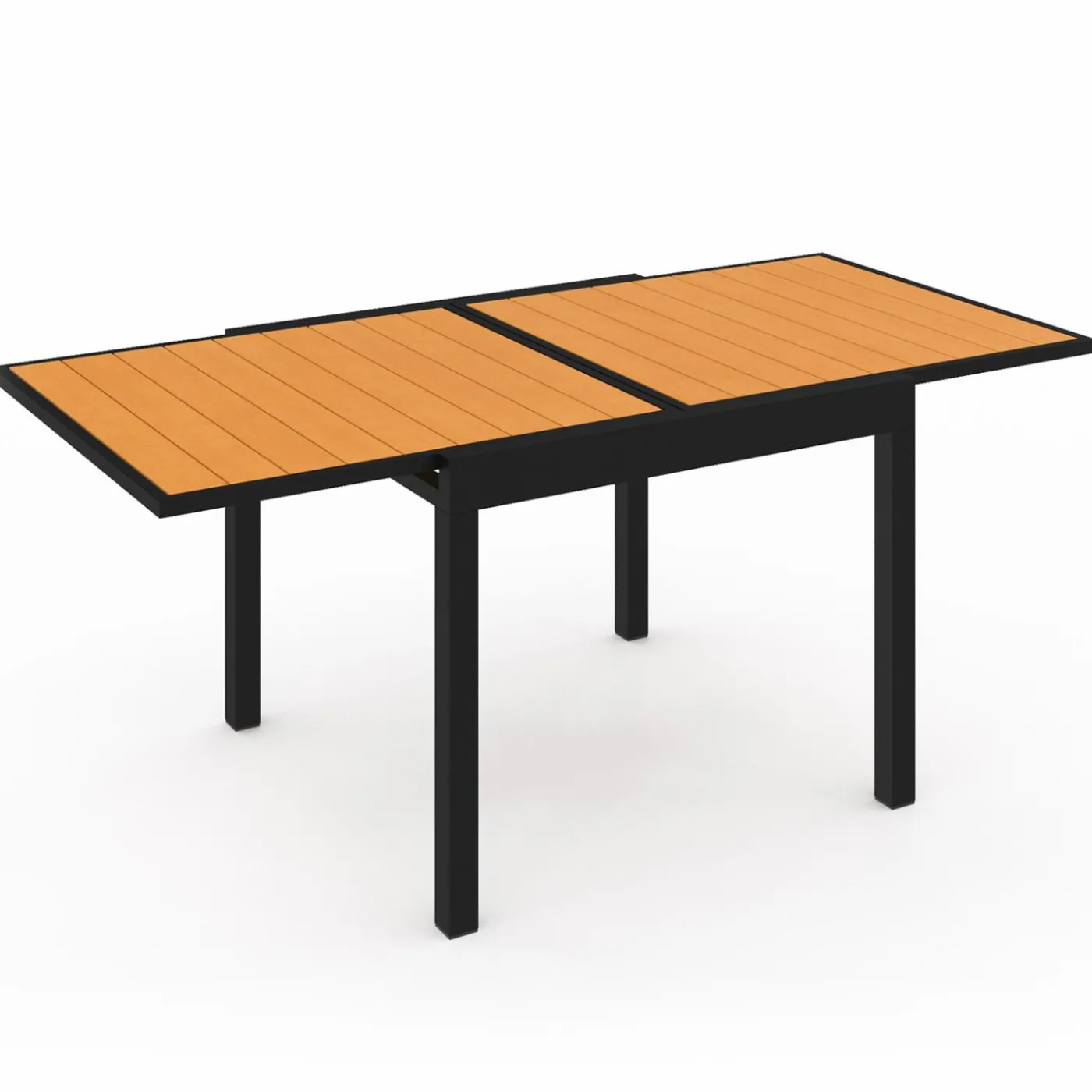 Salon de jardin avec table bois et noir + 8 chaises
