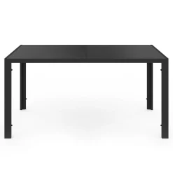 Salon de jardin avec table 150 cm et 6 chaises empilables noir et acier
