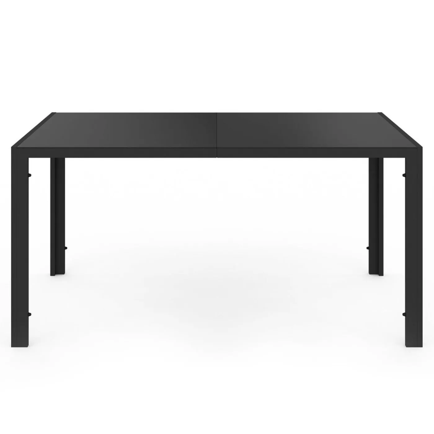 Salon de jardin avec table 150 cm et 6 chaises empilables noir et acier