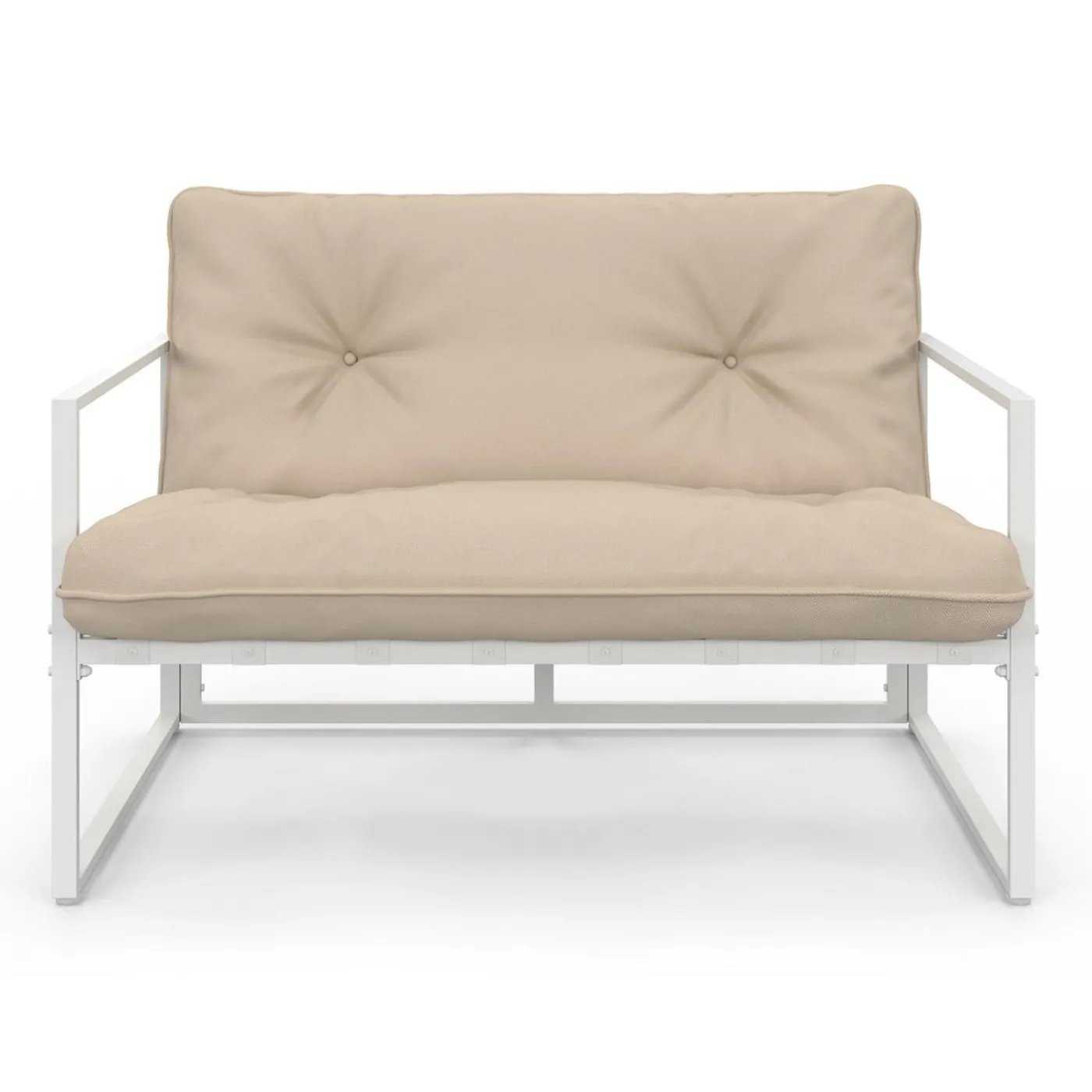 Salon de jardin bas 4 personnes en acier blanc
