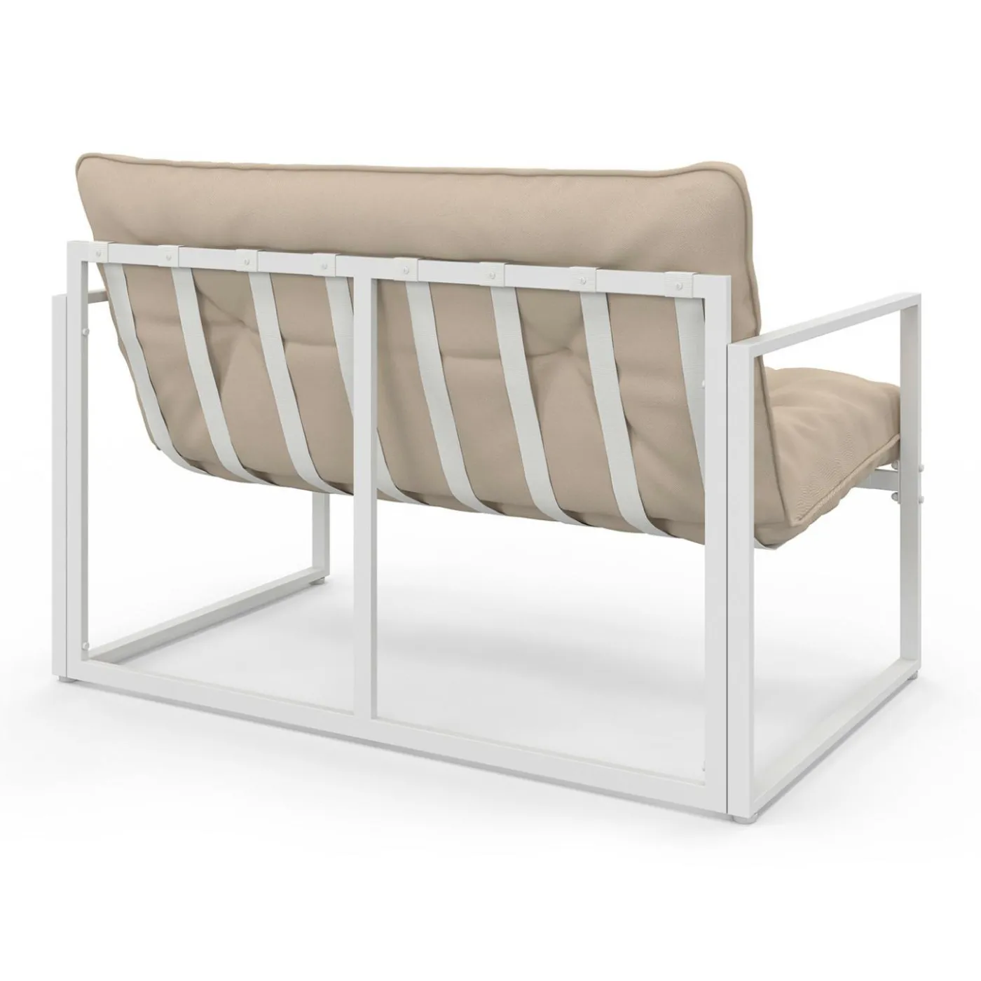 Salon de jardin bas 4 personnes en acier blanc