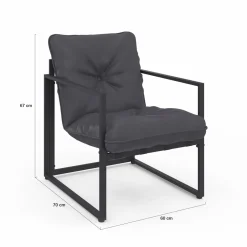 Salon de jardin bas 4 places en acier coloris gris anthracite