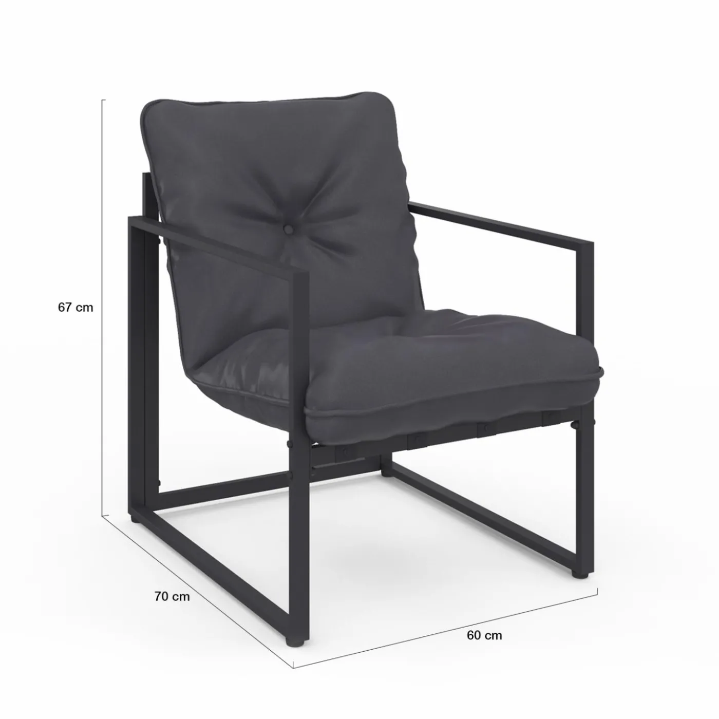 Salon de jardin bas 4 places en acier coloris gris anthracite