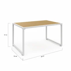 Salon de jardin bas 4 places acier blanc, cordage rotin clair et coussins beige