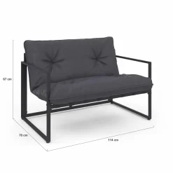 Salon de jardin bas 6 places en acier coloris gris anthracite