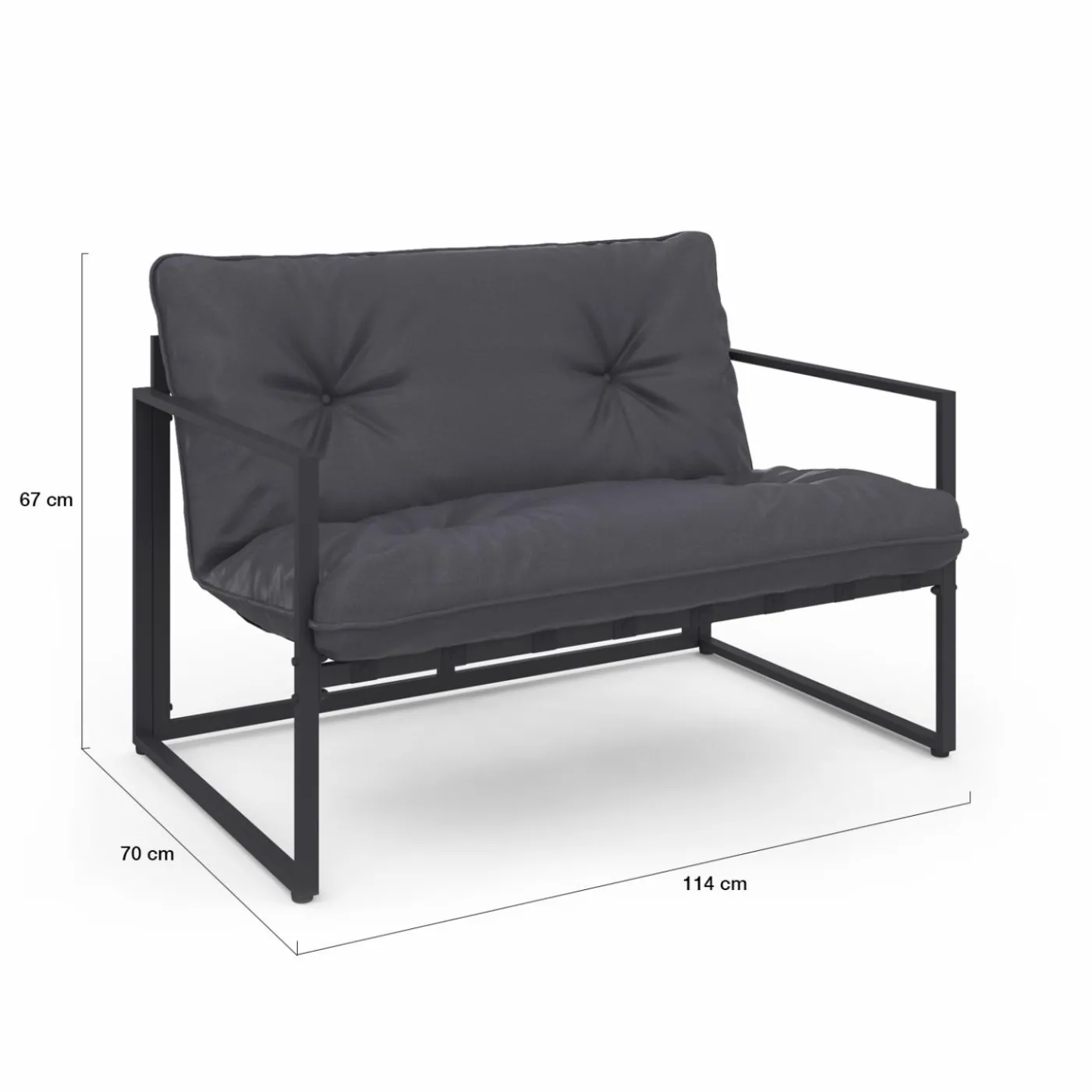 Salon de jardin bas 6 places en acier coloris gris anthracite