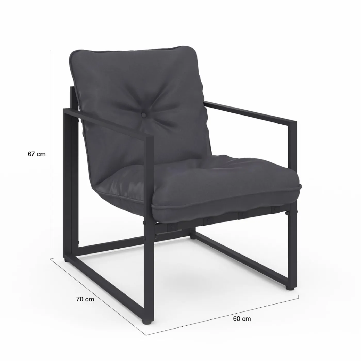 Salon de jardin bas 6 places en acier coloris gris anthracite