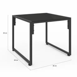 Salon de jardin bas 6 places en acier coloris gris anthracite
