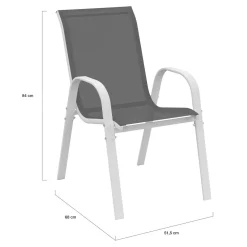 Salon de jardin blanc et gris avec 8 chaises empilables