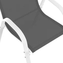 Salon de jardin blanc et gris avec 8 chaises empilables