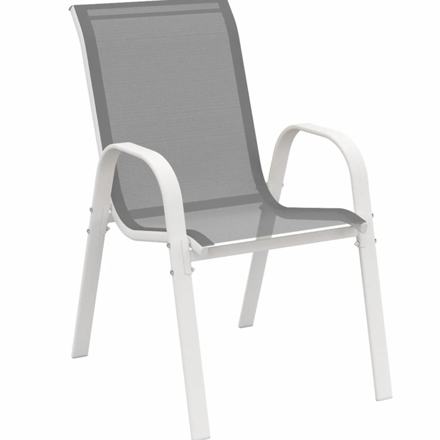 Salon de jardin blanc et gris avec table extensible + 8 chaises