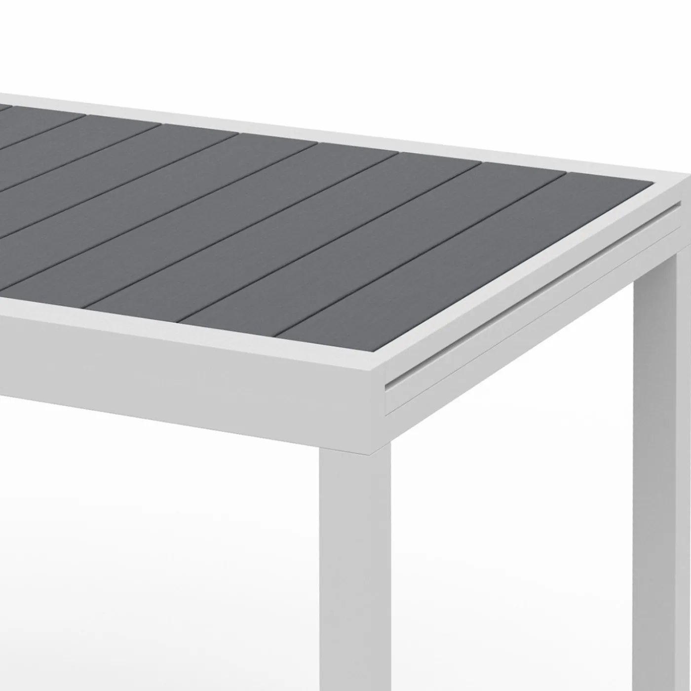 Salon de jardin blanc et gris avec table extensible + 8 chaises