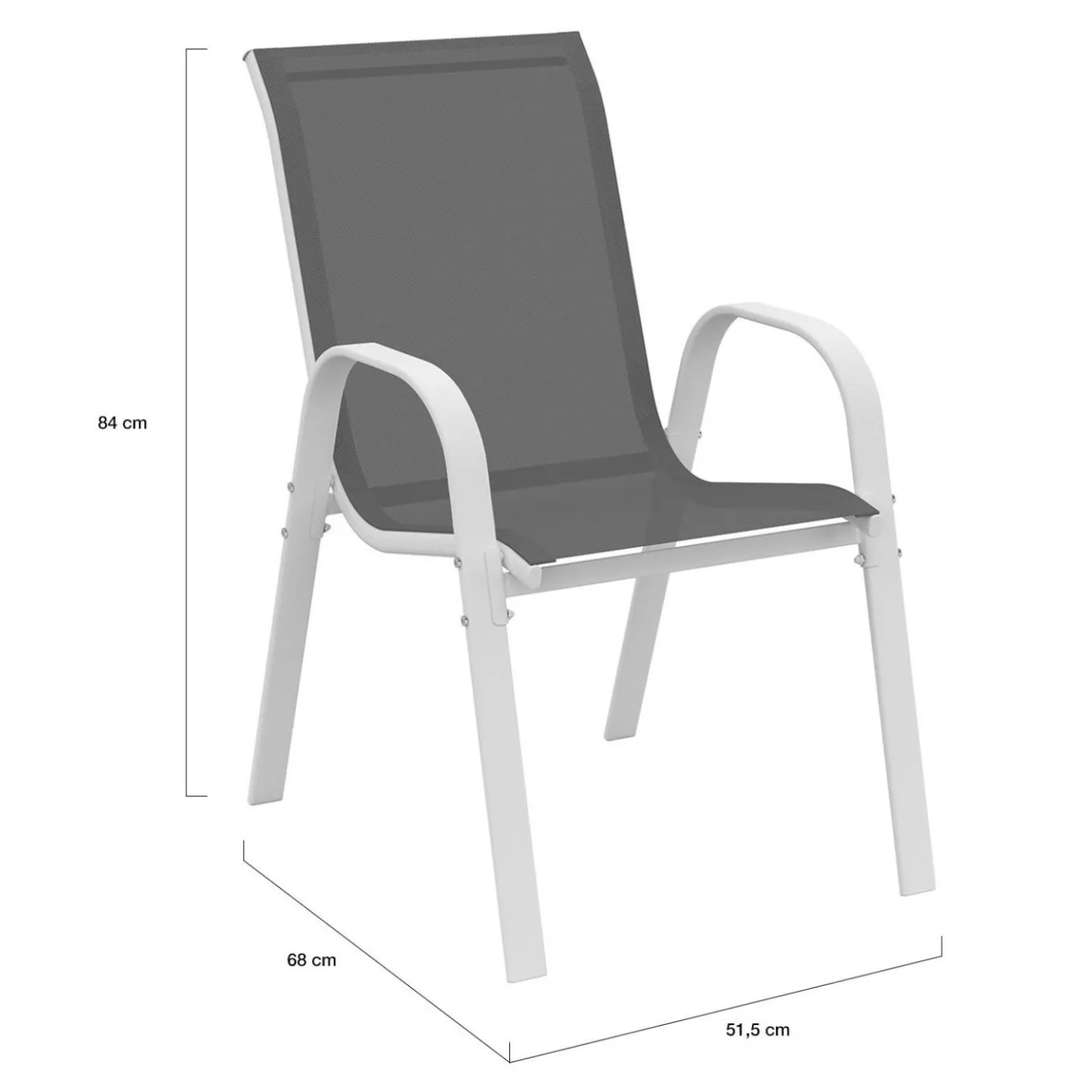 Salon de jardin blanc et gris avec chaises empilables
