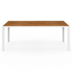 Salon de jardin bois et blanc avec table 190 cm et 8 chaises empilables
