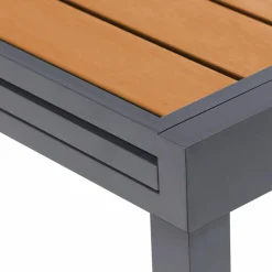 Salon de jardin bois et gris anthracite avec table extensible et 12 chaises