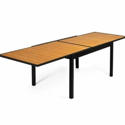 Salon de jardin bois et noir extensible