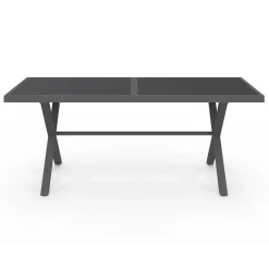 Salon de jardin et chaises empilables gris anthracite