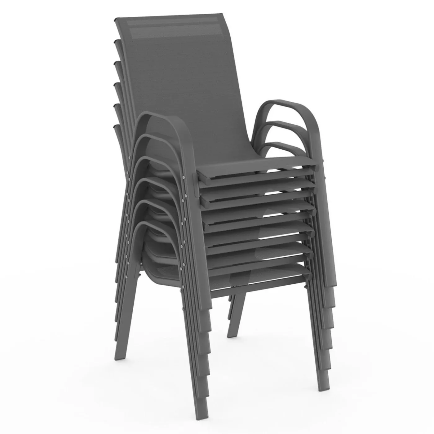 Salon de jardin et chaises empilables gris anthracite