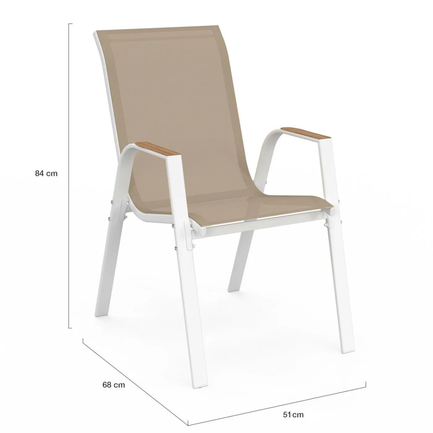 Salon de jardin extensible 12 personnes table 135/270 cm plateau effet bois et chaises empilables blanc et bois
