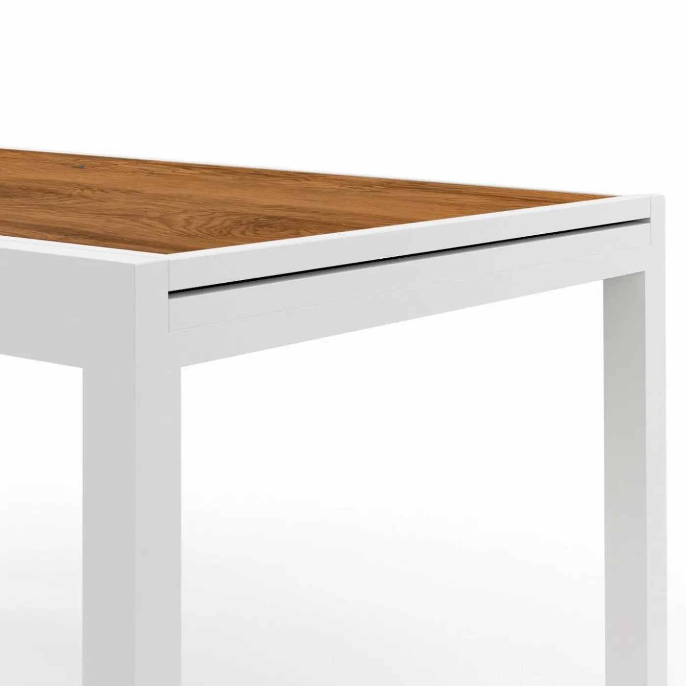 Salon de jardin extensible 12 personnes table 135/270 cm plateau effet bois et chaises empilables blanc et bois