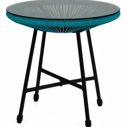 Salon de jardin fil plastique bleu
