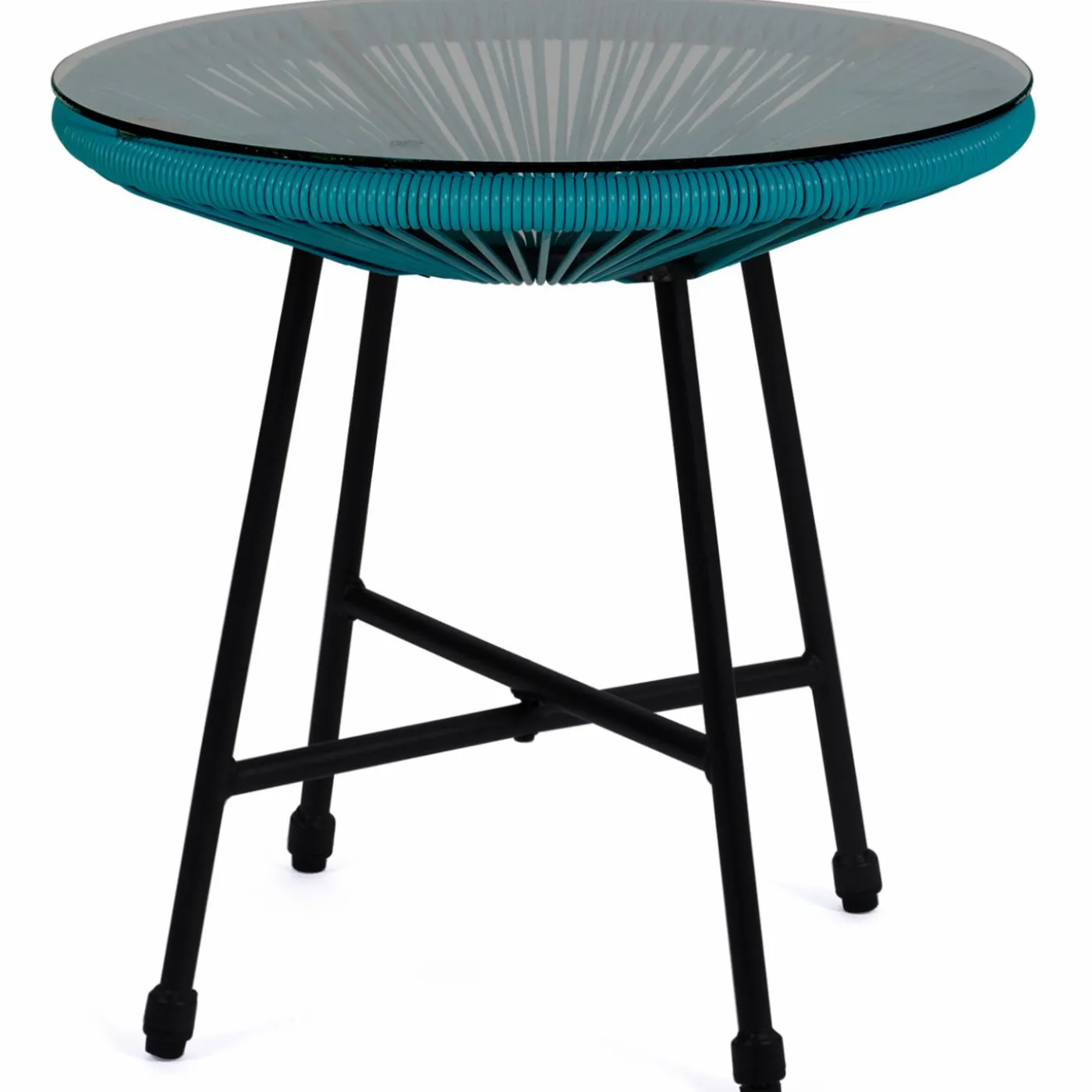 Salon de jardin fil plastique bleu