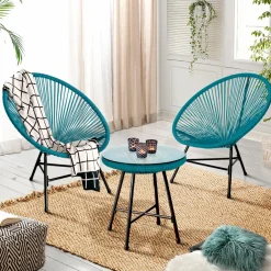 Salon de jardin fil plastique bleu