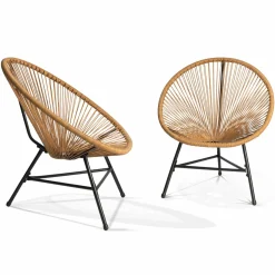 Salon de jardin fil plastique effet rotin