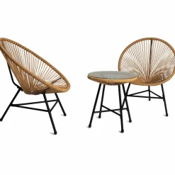 Salon de jardin fil plastique effet rotin