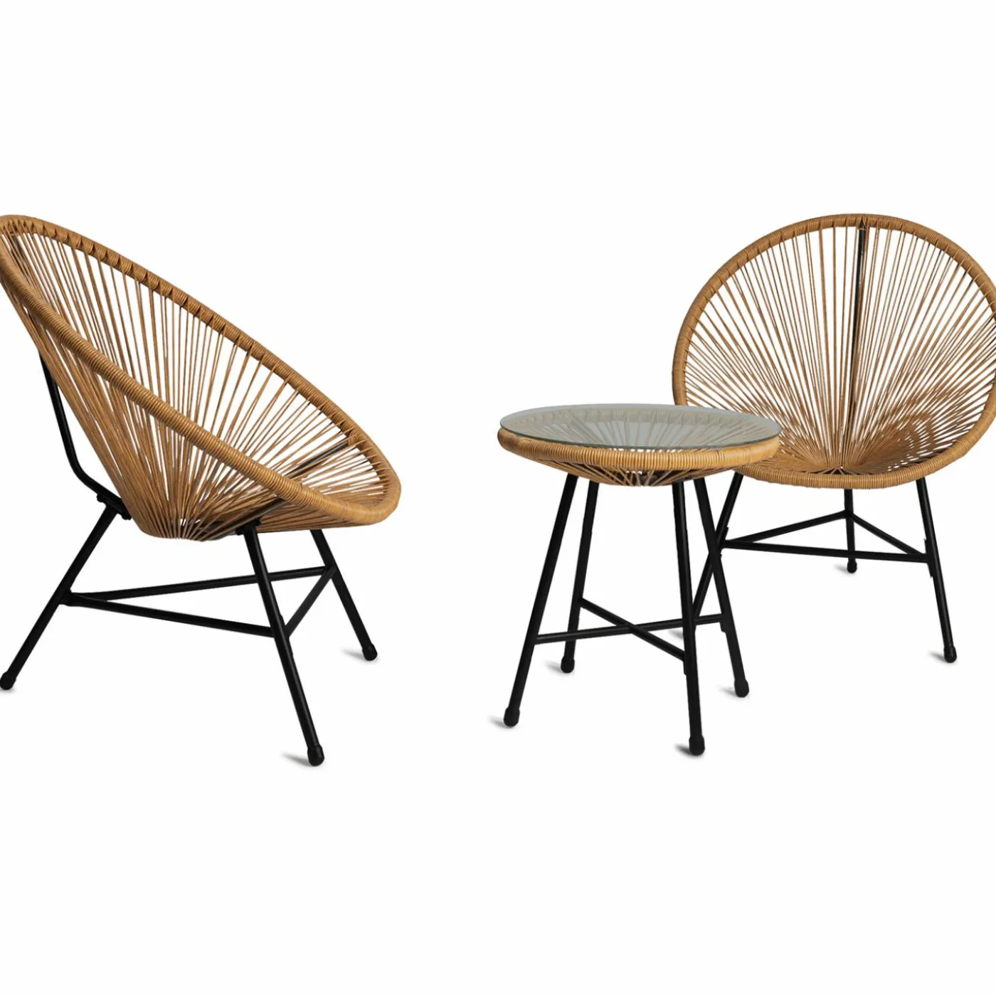 Salon de jardin fil plastique effet rotin