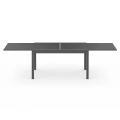 Salon de jardin gris anthracite avec table extensible et 12 chaises