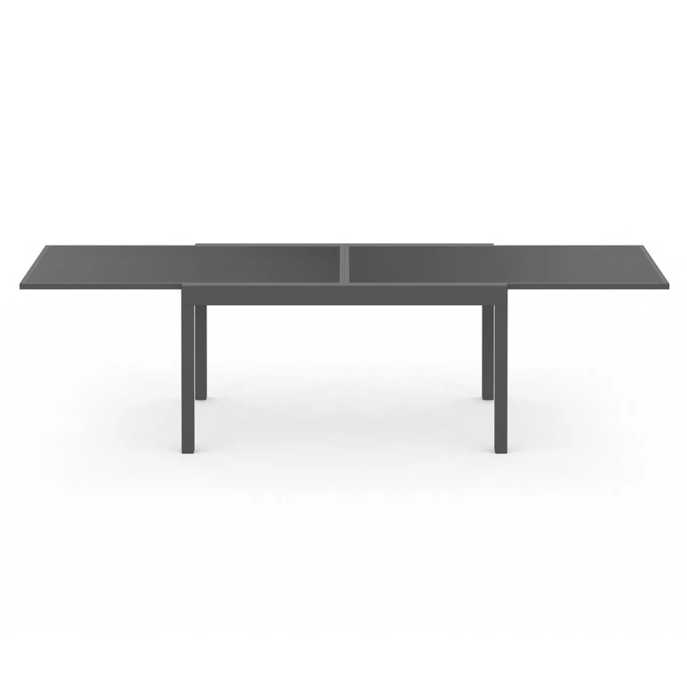 Salon de jardin gris anthracite avec table extensible et 12 chaises